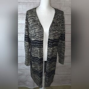 Natural Reflections Striped Open Front Cardigan Size Large